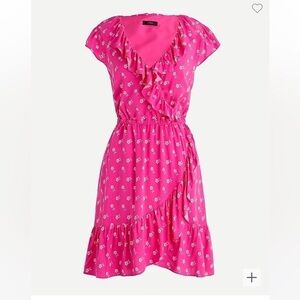 New JCREW SZ 16 V-neck ruffle dress in floral print pink